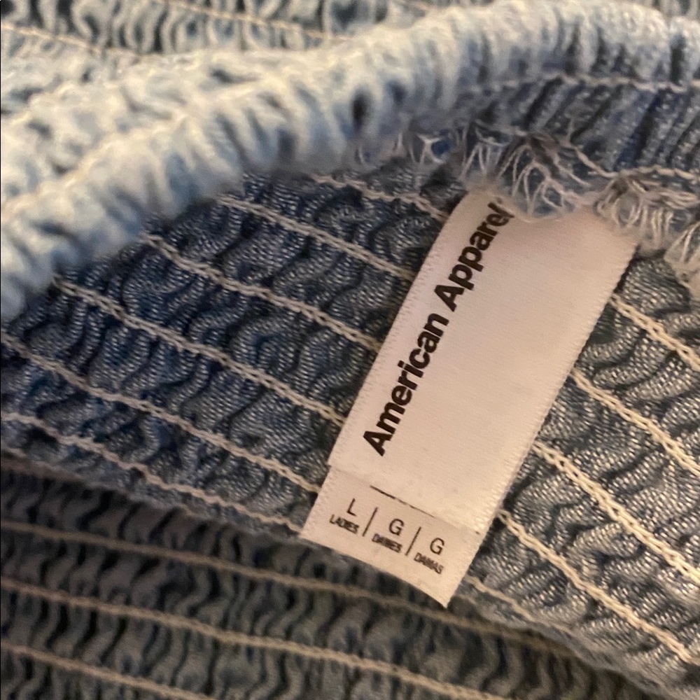 American Apparel Light Wash Smocked Denim Romper - Picture 4 of 4